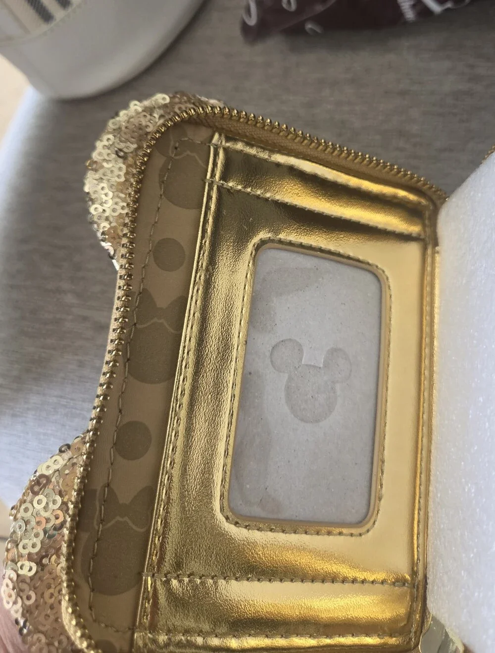 Disney Parks Loungefly Gold Sequin Minnie Mouse Zip Wallet NWT Exclusive - Picture 9 of 12